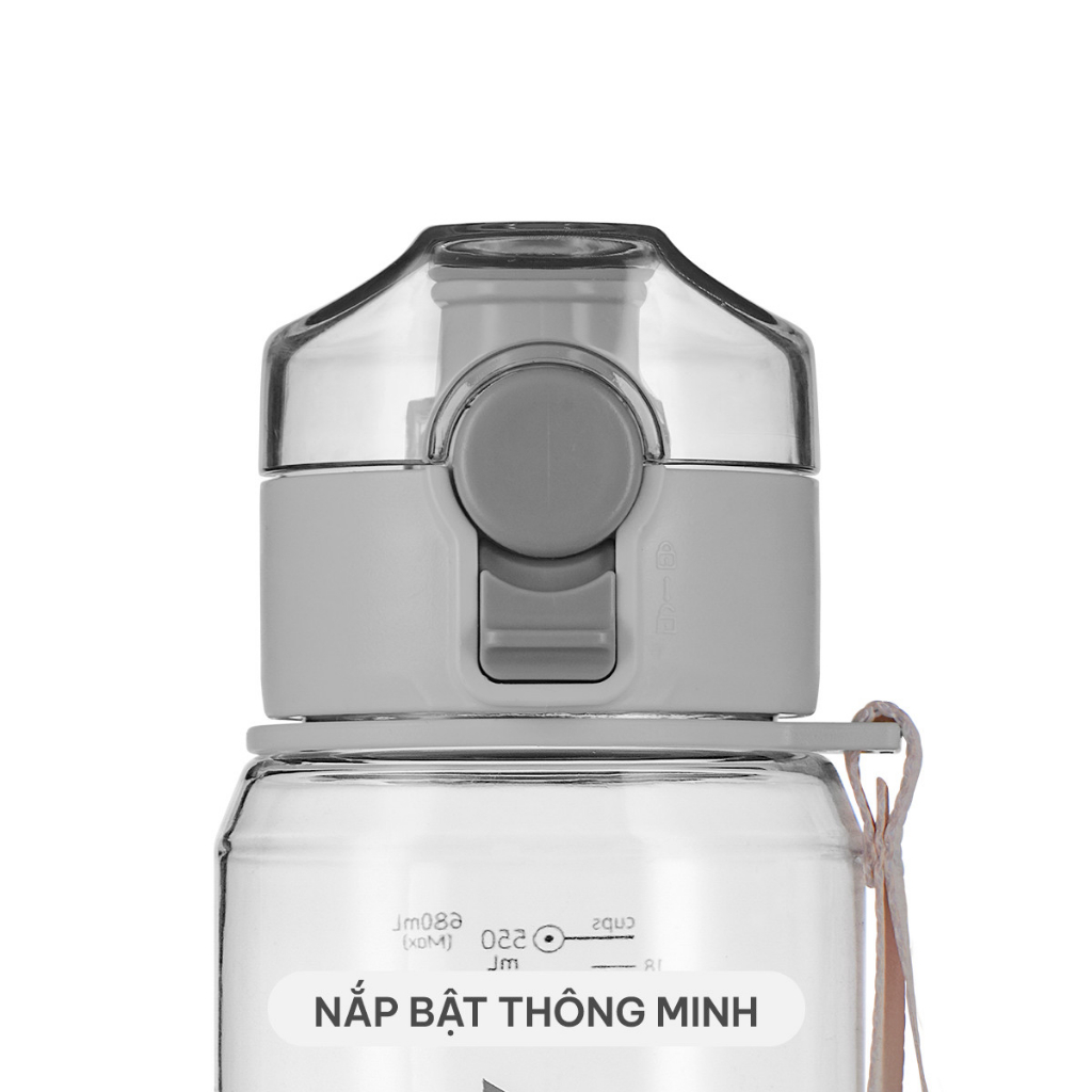 Bình nước Sunny 680ml Hokori 0085, Bình nước thể thao có lõi lọc trà cao cấp