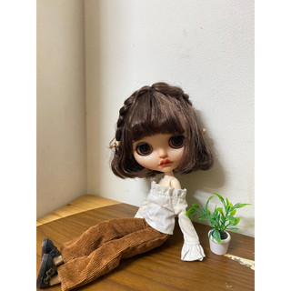 Set áo sơ mi trắng trễ vai quần dài size xinyi,blythe,barbie