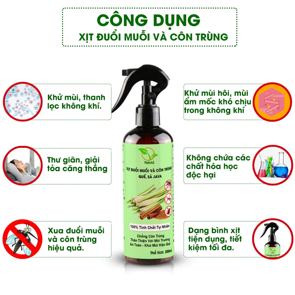 Ảnh Xịt Đuổi Muỗi Và Côn Trùng TAMAS 300ml tặng kèm chai 50ml 4