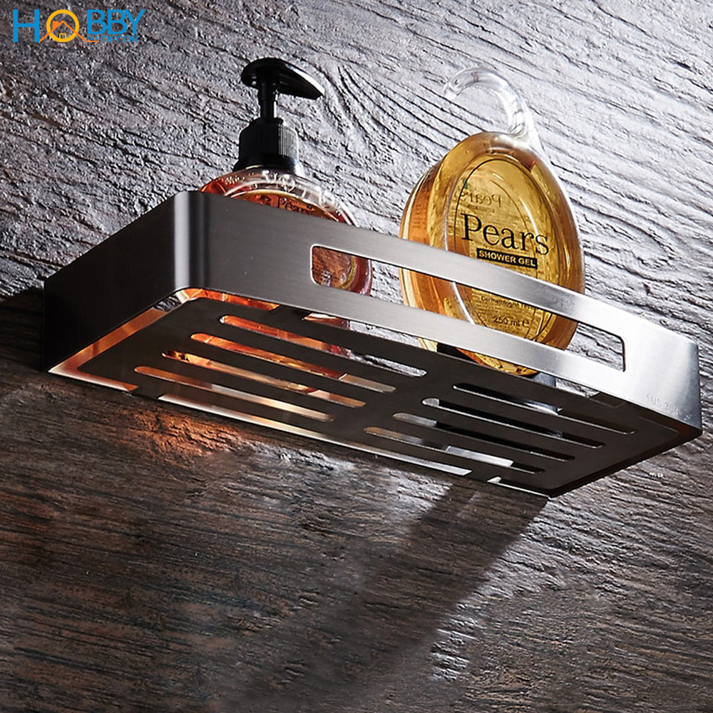 Kệ chữ nhật để đồ phòng tắm khoan tường inox 304 HOBBY home decor KCN2