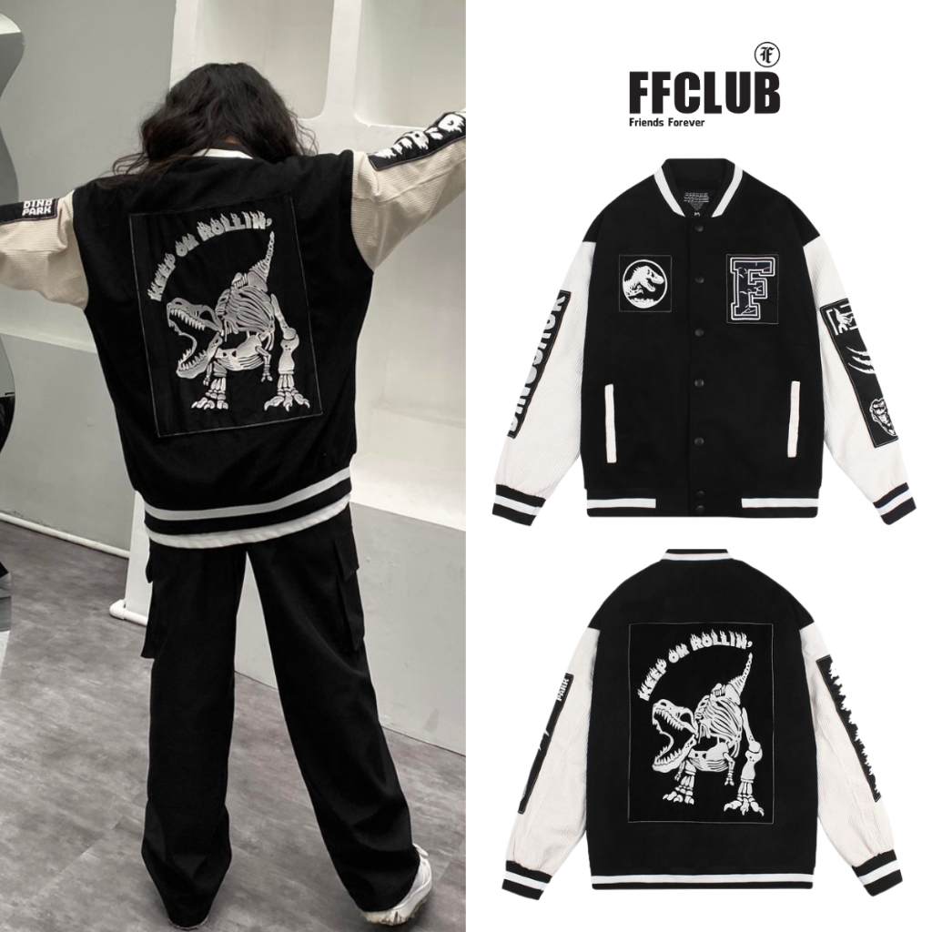 Áo Khoác FF OVERSIZE DINOSAUR VARSITY JACKET mix