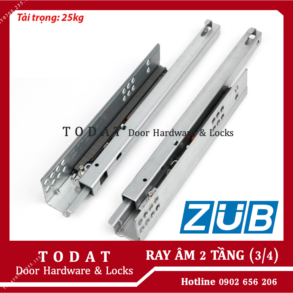 Ray âm giảm chấn 2 tầng ZUB độ mở 3/4 khoá chốt đủ kích thước (1 cặp ...