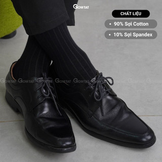 Hộp 10 đôi vớ nam cổ cao công sở GOMTAT mẫu gân chìm màu đen, chất liệu cotton, thoáng mát - GOM-TAYGANCHIM-DEN-CB10