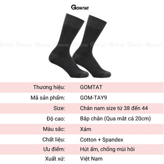 Tất nam cổ cao đi giày tây GOMTAT hoạ tiết sọc ngang, chất liệu cotton hút ẩm thoáng khí  -GOM-TAY09-1DOI