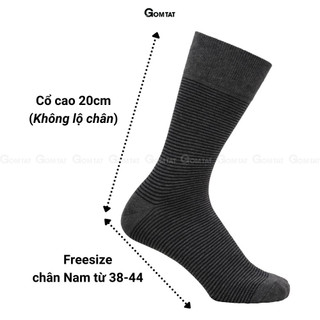 Tất nam cổ cao đi giày tây GOMTAT hoạ tiết sọc ngang, chất liệu cotton hút ẩm thoáng khí  -GOM-TAY09-1DOI