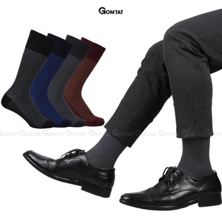 Tất giày tây nam cổ cao GOMTAT mẫu sọc xương cá, chất liệu cotton cao cấp, thoáng mát êm chân - STA-MIX14-1DOI