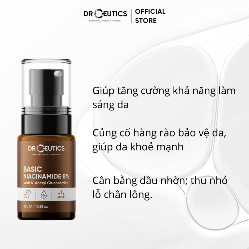 Ảnh DRCEUTICS Tinh Chất Niacinamide Basic 8% DrCeutics Cho Da Dầu Mụn (30g) 3