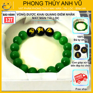Vòng tay mệnh mộc - vòng tam hợp dần ngọ tuất - chất liệu mắt mèo xanh - may mắn tài lộc bình an