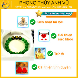 Vòng tay mệnh mộc - vòng tam hợp dần ngọ tuất - chất liệu mắt mèo xanh - may mắn tài lộc bình an