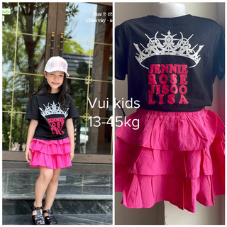 (Ảnh thật) Váy Black Pink bé gái. Set áo BlackPink kèm chân váy 3 tầng siêu hot 13-45kg Sofia Candy
