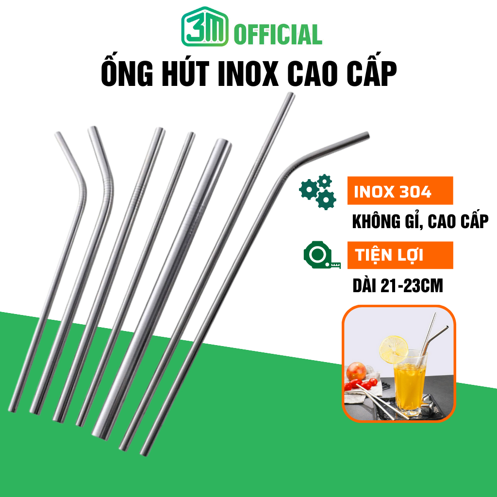 Ống Hút Inox 304 Cao Cấp Thép Không Gỉ Có Thể Tái Chế Sử Dụng Bảo Vệ ...