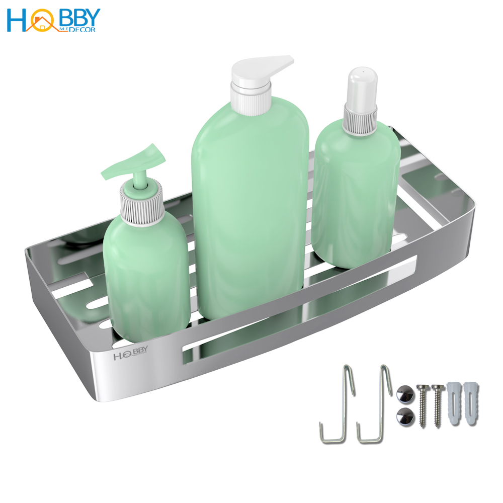 Kệ chữ nhật để đồ phòng tắm khoan tường inox 304 HOBBY home decor KCN2