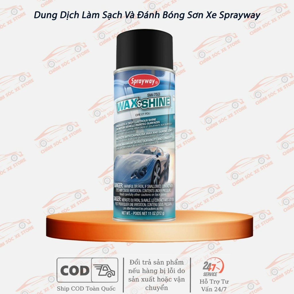 Chai Xịt Làm Sạch Và Đánh Bóng Sơn Xe Ô Tô Từ Mỹ Sprayway Wax & Shine 753 - 312g chamsocxestore