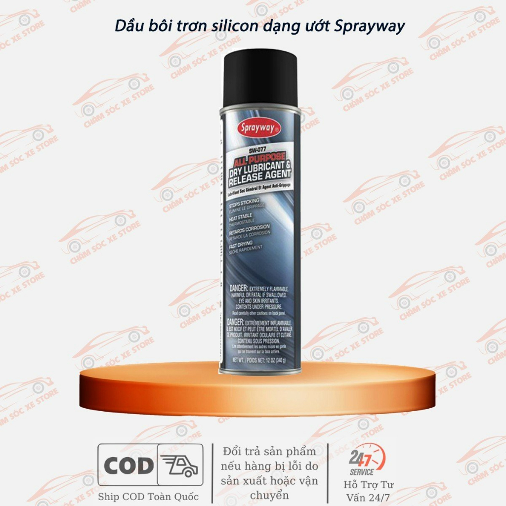 (Xả Kho - Hàng Rỉ Sét Nhẹ) Dầu bôi trơn silicon dạng ướt đặc biệt Sprayway All Purpose (077) 340ml
