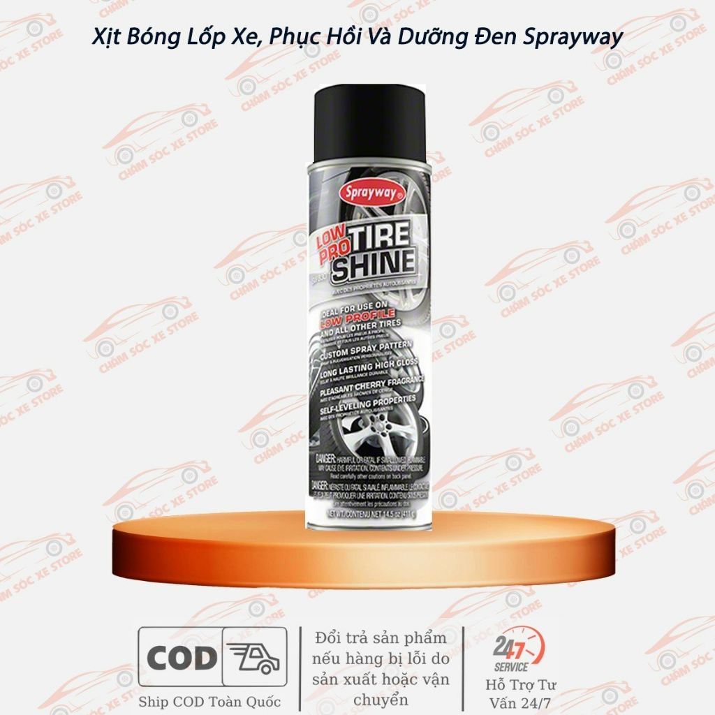 (Xả Kho) Xịt Bóng Lốp Xe, Phục Hồi Và Dưỡng Đen Lốp Cho Ô Tô, Xe Máy - Sprayway Tire Shine (930) 411g