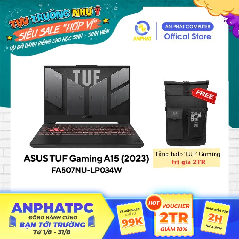 [Mã ELCL12 giảm 12% đơn 10TR] Laptop ASUS TUF Gaming A15 FA507NU-LP034W (Ryzen™ 7-7735HS | RTX™ 4050 6GB)