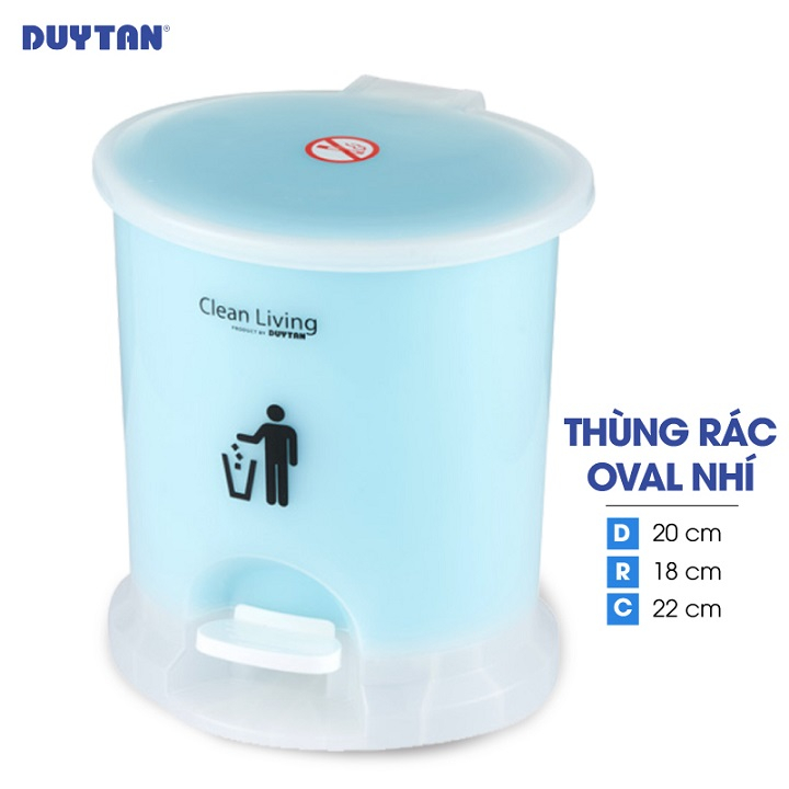 Thùng rác oval nhí nhựa DUY TÂN (20 x 18 x 22 cm) - 22179 - Giao màu ngẫu nhiên