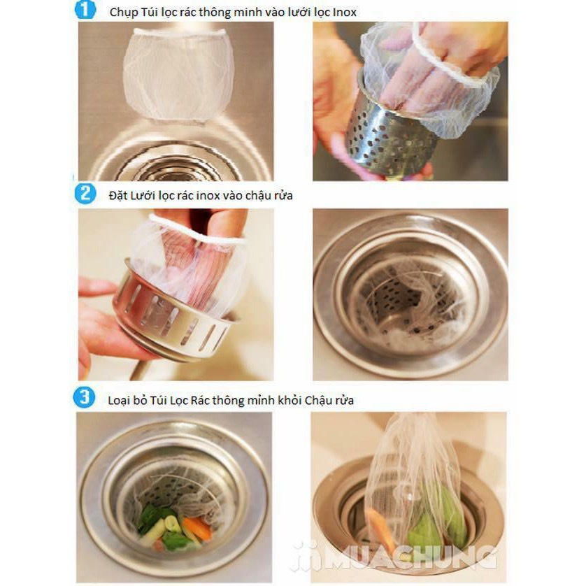 [Siêu Rẻ]Combo 100 túi lọc rác bồn rửa chén bát, túi lưới lọc rác chậu ...