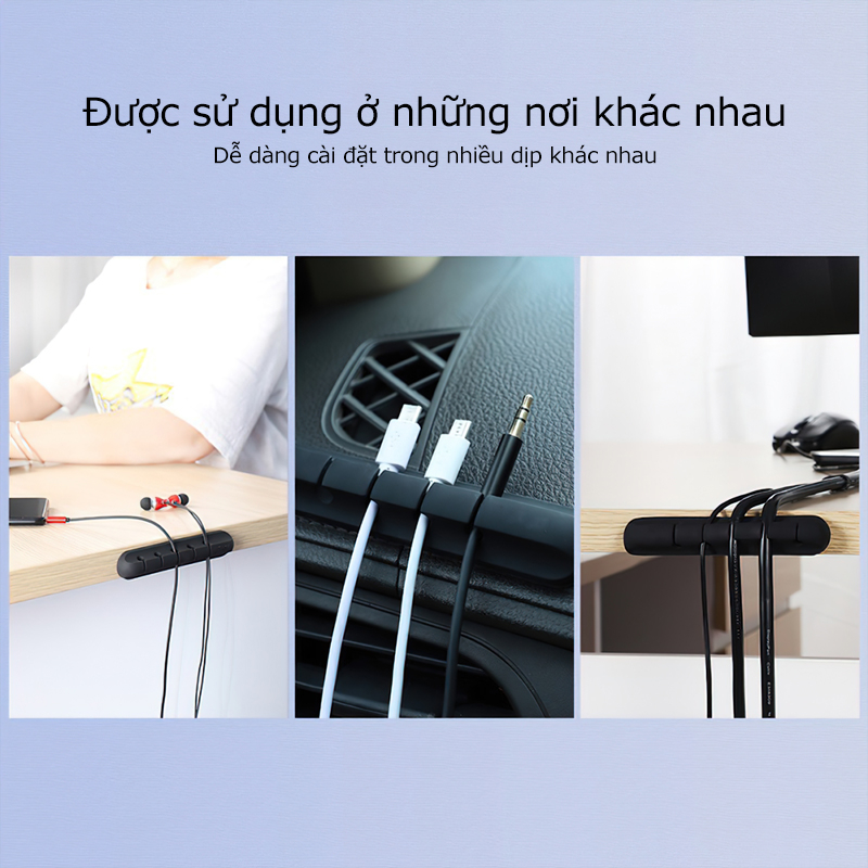 Kẹp Silicon Giữ Cáp, Cài Dây Sạc ,Tai Nghe Cố Định Gọn Gàng Tiện Dụng Nhiều
