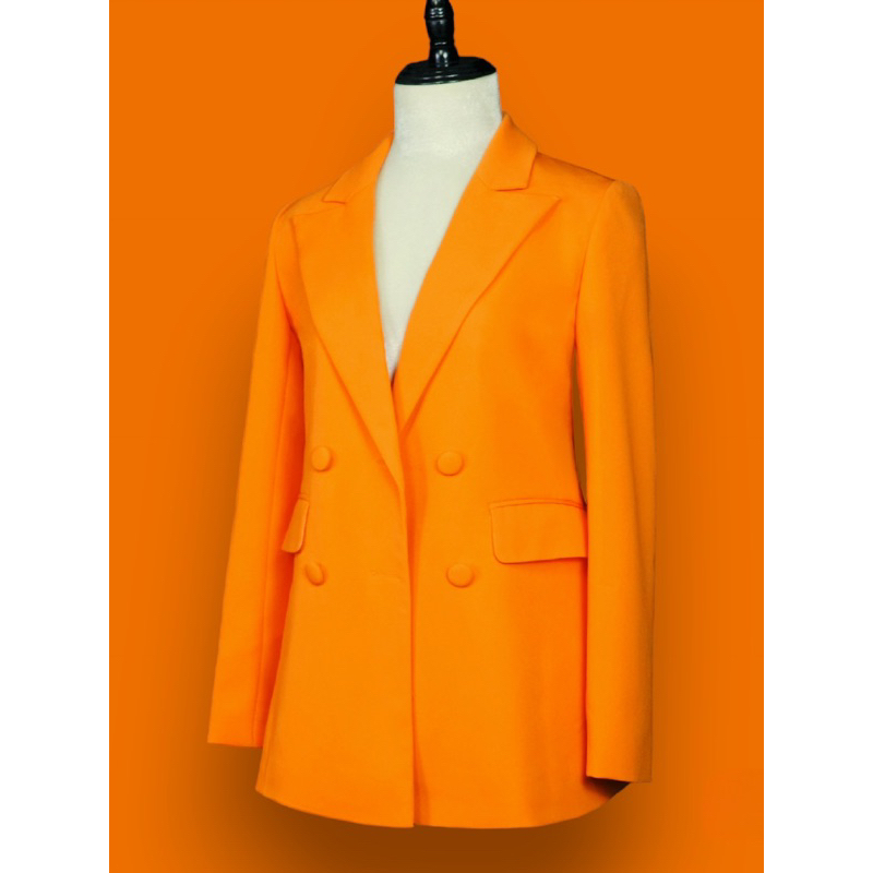 Áo Blazer Nữ Màu Cam May Theo Số Đo – Vest Nữ Công Sở Form Chuẩn Lót Lụa Cao Cấp 4 Nút | Diluclothing