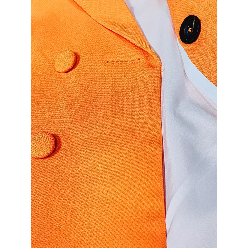 Áo Blazer Nữ Màu Cam May Theo Số Đo – Vest Nữ Công Sở Form Chuẩn Lót Lụa Cao Cấp 4 Nút | Diluclothing