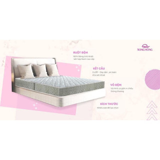 Đệm Bông Tinh Khiết ĐỆM HÀ NỘI - Nệm Bông Cao Cấp Sông Hồng Thông Thoáng Khi Và Thâm Hút Mùi Hôi Thế Hệ 3 - 2 mảnh