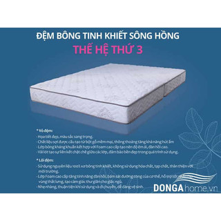 Đệm Bông Tinh Khiết ĐỆM HÀ NỘI - Nệm Bông Cao Cấp Sông Hồng Thông Thoáng Khi Và Thâm Hút Mùi Hôi Thế Hệ 3 - 2 mảnh