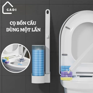 Bộ cọ vệ sinh dùng một lần gắn tường, cọ toilet xoay 360 độ thế hệ mới có đầu thay thế.