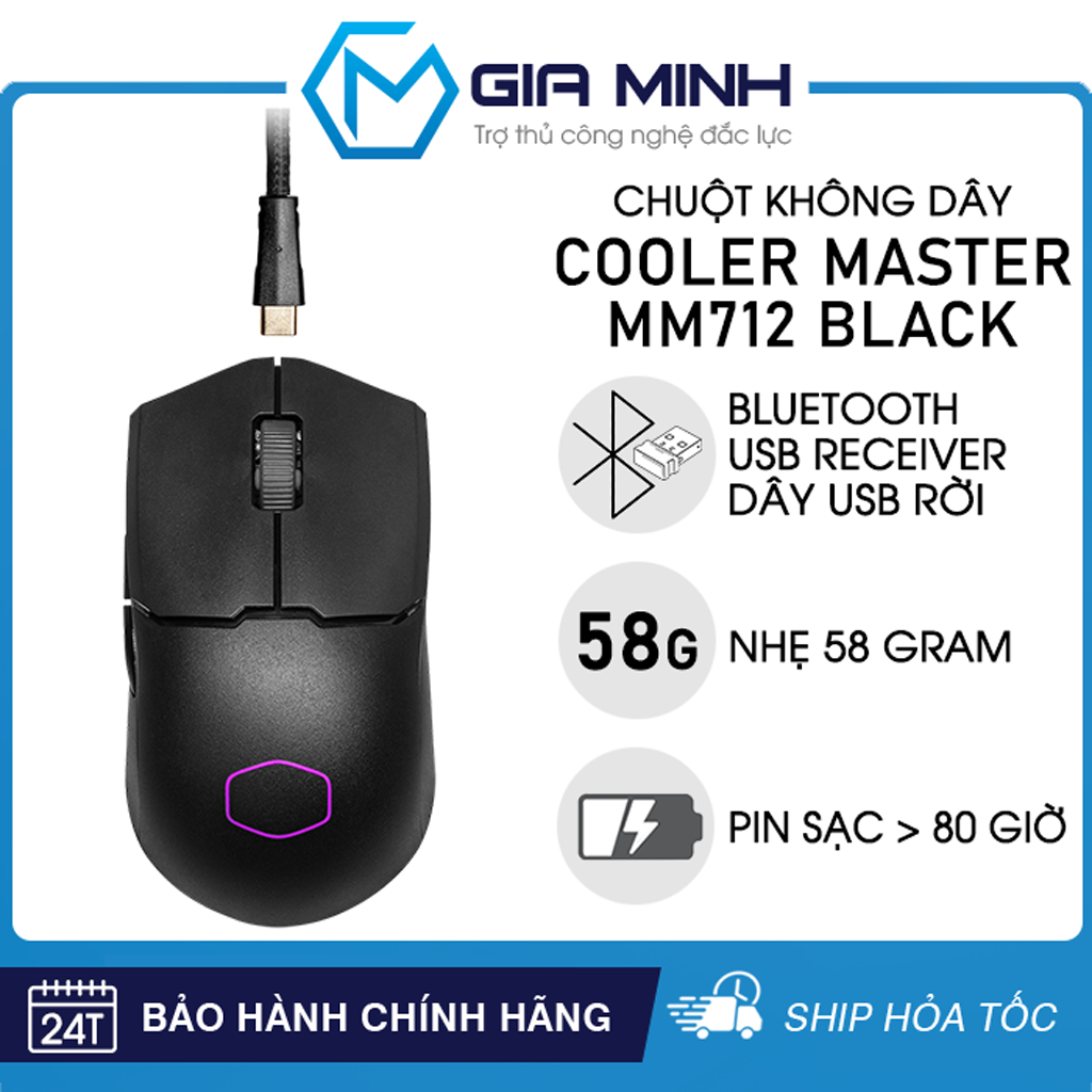 Chuột Không Dây Chơi Game Cooler Master MM712 Mattle Black - Pin Sạc ...