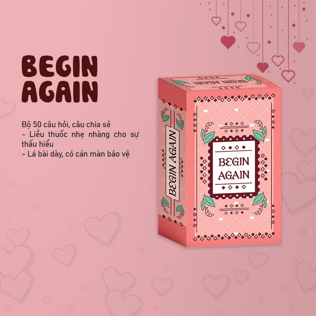 Bộ Bài Begin Again Cặp Đôi Giấy Cứng Thấu Hiểu Gắn Kết Tình Cảm MaSoi SG