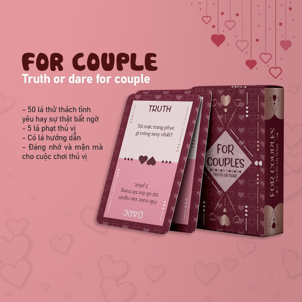 Bộ Bài Cặp Đôi Truth Or Dare For Couples 50 Lá Giấy Cứng Tăng Gắn Kết Tình Cảm MaSoi SG