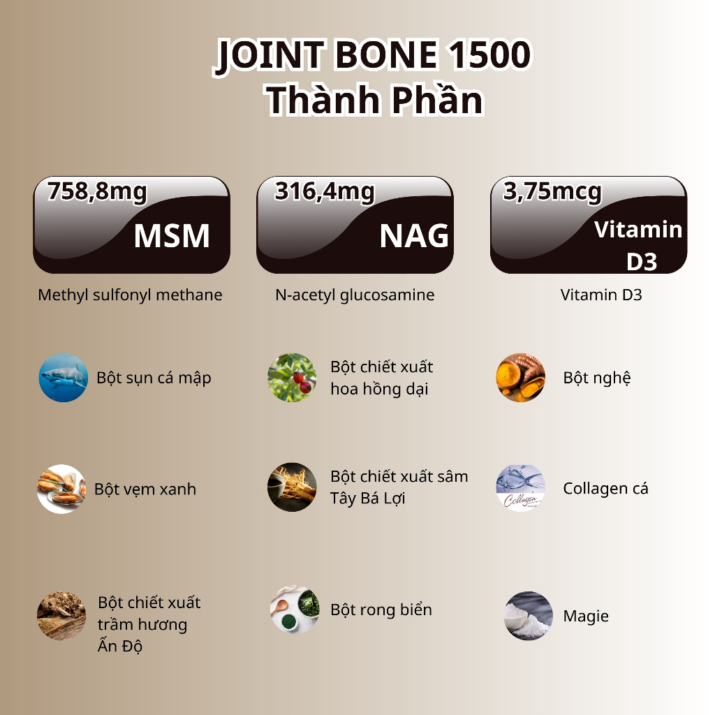 Ảnh Bổ Khớp Joint Bone 1500 Bổ Sung Glucosamine Giảm Đau,Thoái Hóa Khớp, Tăng Cường Dịch Khớp 30 Viên 3