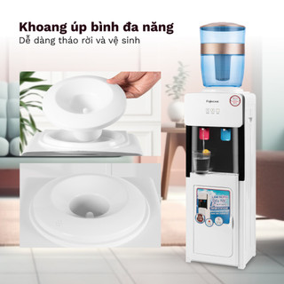 Cây nước nóng lạnh FUJIHOME WD2002E làm lạnh điện tử, có ngăn để cốc chén, tiết kiệm điện năng