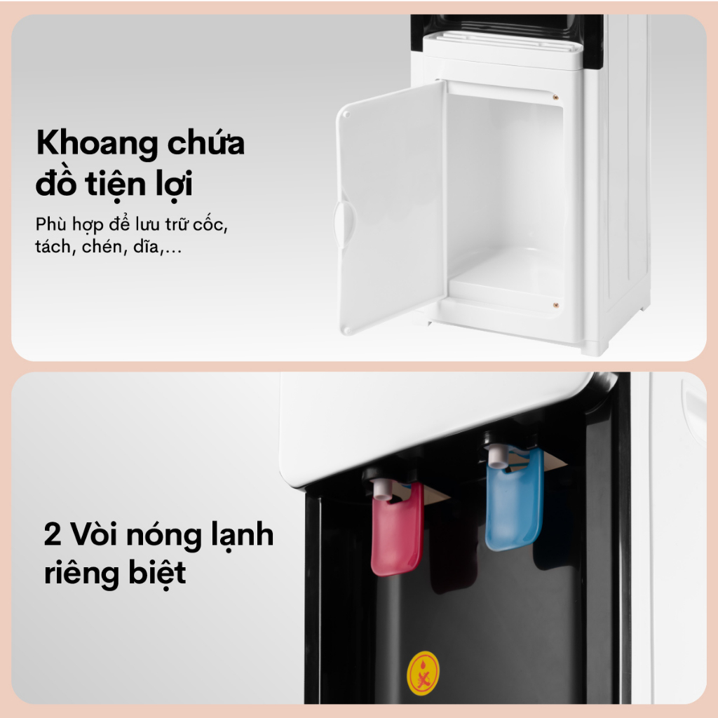 Ảnh Cây nước nóng lạnh FUJIHOME WD2002E làm lạnh điện tử, có ngăn để cốc chén, tiết kiệm điện năng 4
