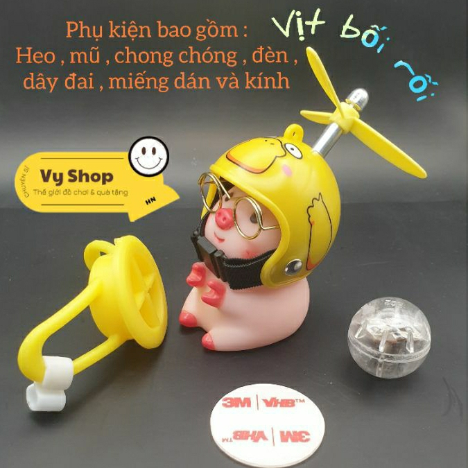 Heo Hồng Đội Mũ Bảo Hiểm Dễ Thương Gắn Xe Hơi , Xe Máy , Xe Đạp Có Đèn Và Chong Chóng - ảnh 2