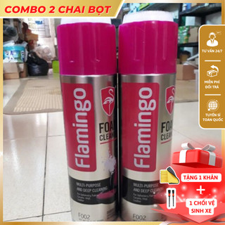 Combo xịt bọt tẩy nhựa, da vệ sinh nội thất xe + dưỡng nội thất xe hương cafe Flamingo + tặng 1 khăn lau nội thất xe