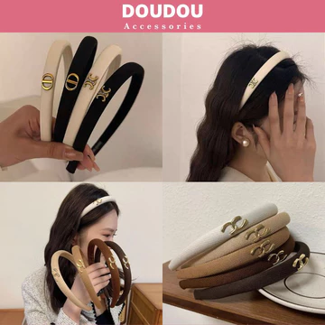 Băng đô cài tóc Doudou Bờm tóc Băng đô tóc Cài tóc nữ 1.5cm phong cách Hàn Quốc thời trang FG017