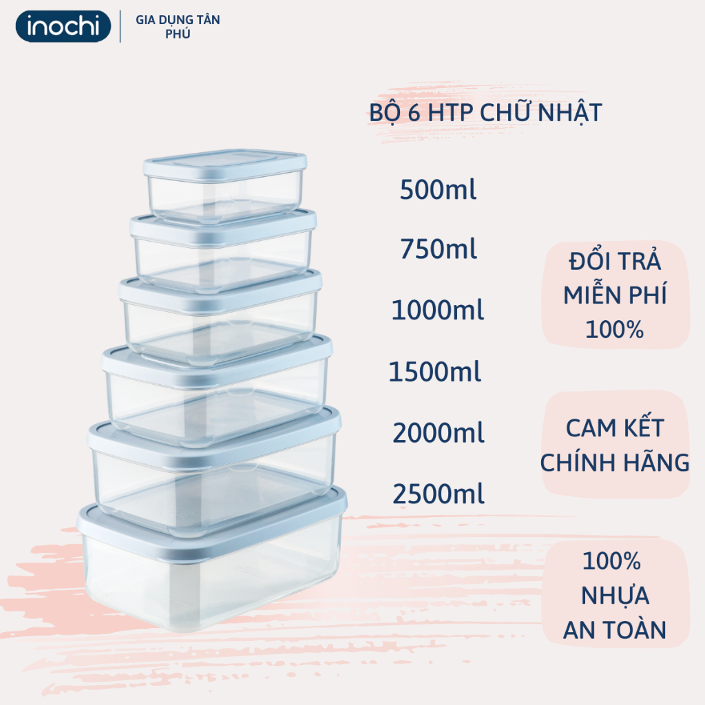 Hộp thực phẩm chữ nhật Hokkaido Inochi chịu nhiệt độ cao, có viền roong ...