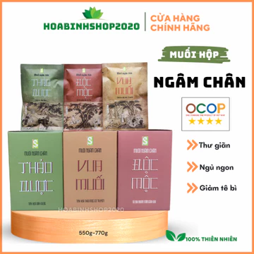 [CHÍNH HÃNG] Muối ngâm chân thảo dược, vua muối, độc mộc hộp giấy 10 gói nhỏ htx sinh dược 550g, ngâm chân ngủ ngon