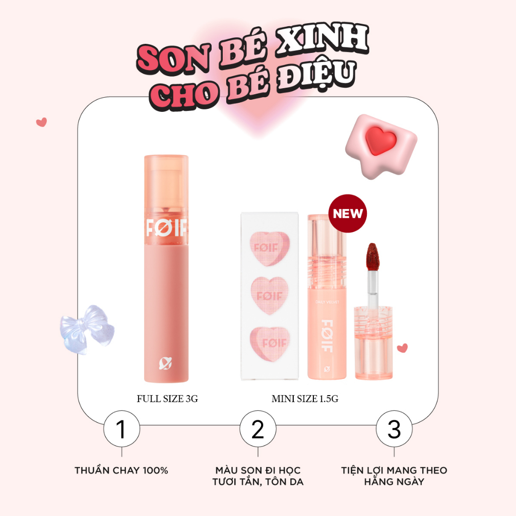 Ảnh Son Kem Lì Thuần Chay, Mịn Mượt Lâu Trôi FOIF Daily Velvet Tint 3g 3