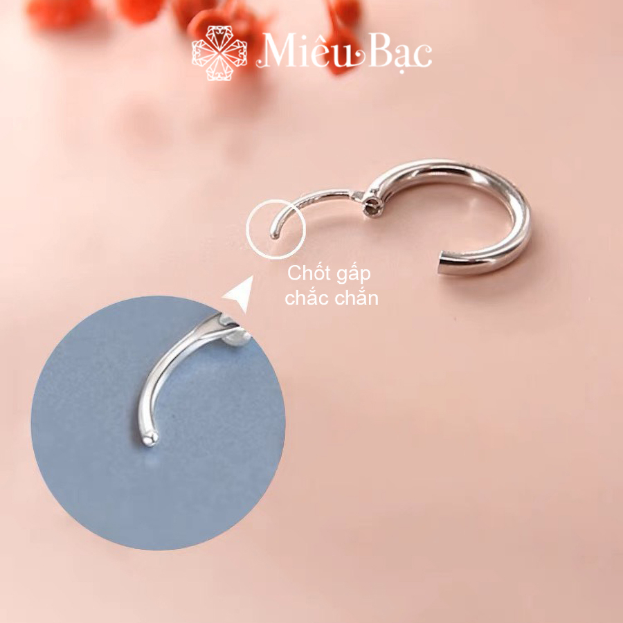Ảnh Khuyên tai bạc tròn trơn basic Miêu Bạc bông tai nữ nhiều size chốt gấp chắc chắn chất liệu bạc s925 phụ kiện trang MB61 2