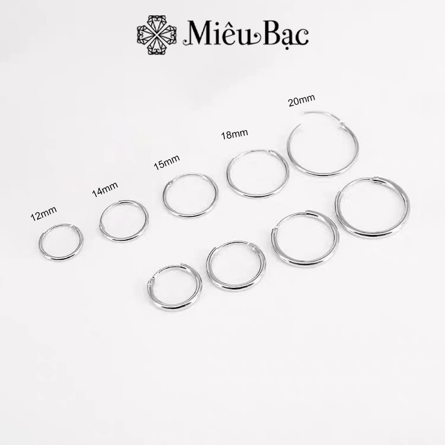 Ảnh Khuyên tai bạc tròn trơn basic Miêu Bạc bông tai nữ nhiều size chốt gấp chắc chắn chất liệu bạc s925 phụ kiện trang MB61 1