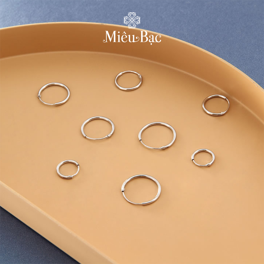 Ảnh Khuyên tai bạc tròn trơn basic Miêu Bạc bông tai nữ nhiều size chốt gấp chắc chắn chất liệu bạc s925 phụ kiện trang MB61 3
