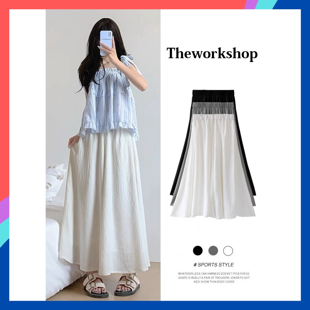 Quần ống rộng dài bigsize nữ chất đũi vân mây Quần giả váy lửng 2 lớp cạp cao lưng chun tiện lợi mát mẻ che khuyết điểm