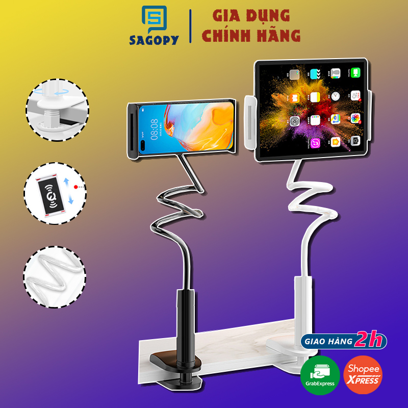 Giá đỡ kẹp điện thoại để bàn cho smartphone xoay 360 độ hỗ trợ xem phim, livestream, quay video