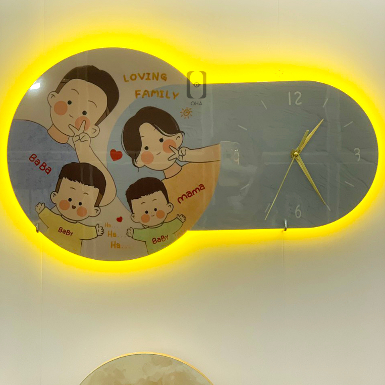 Tranh Cắt 3D LED Đồng Hồ Gia Đình Xinh Trang Trí Nhà, Quán Cà Phê Hiện Đại Xưởng Giá Rẻ