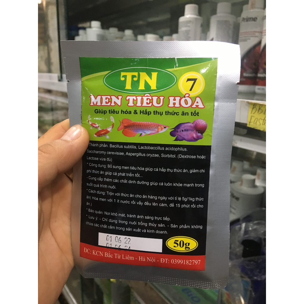 Men tiêu hóa dùng có cá cảnh cá KOI TN7 gói 50g giúp cá tiêu hóa,hấp thụ tốt,khỏe mạnh.