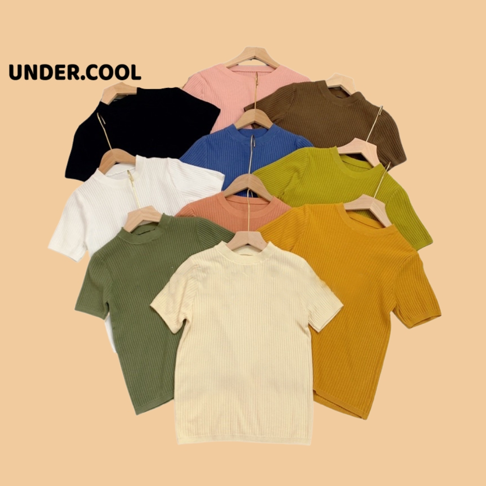 Áo Len Thun Tăm Trơn Basic UNDERCOOL Nhiều mầu Cổ Tròn Tay Ngắn Form Vừa Chất Tăm len ACT16