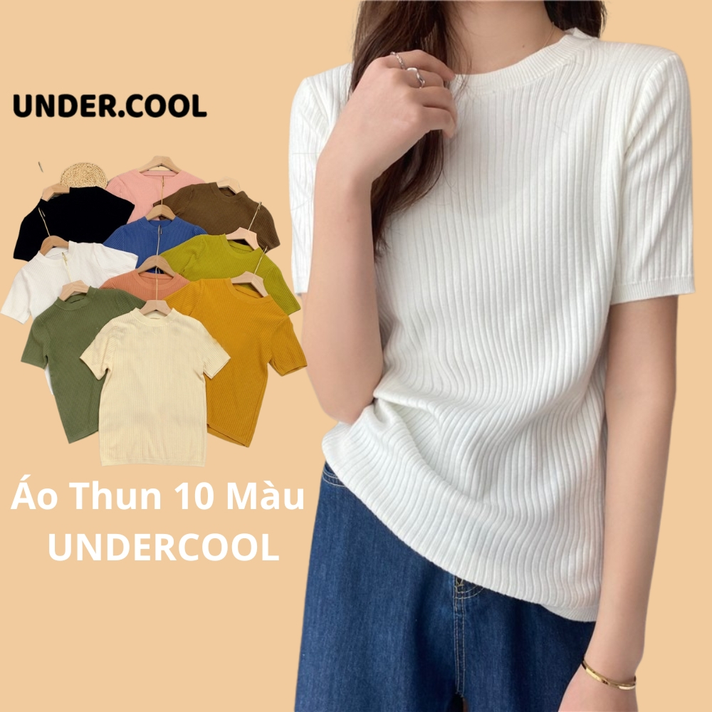 Áo Len Thun Tăm Trơn Basic UNDERCOOL Nhiều mầu Cổ Tròn Tay Ngắn Form Vừa Chất Tăm len ACT16