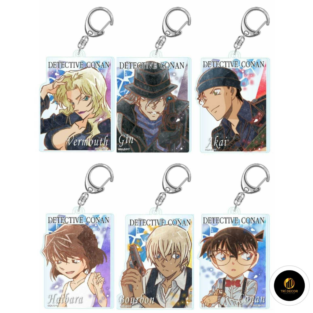 Móc khóa DETECTIVE CONAN Thám Tứ Lừng Danh ver MÀU NƯỚC CHỮ NHẬT keyring mica acrylic in hình anime chibi xinh xắn